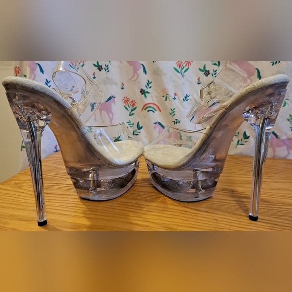 Pleaser Eclipse Clear Strappy Stripper Dance Sexy Platform High Heel Shoe SZ 5 - Picture 4 of 8